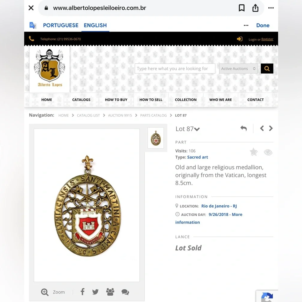 Vintage Vatican Religious Medallion Pendant Necklace Large Crest Chain - Picture 8 of 8